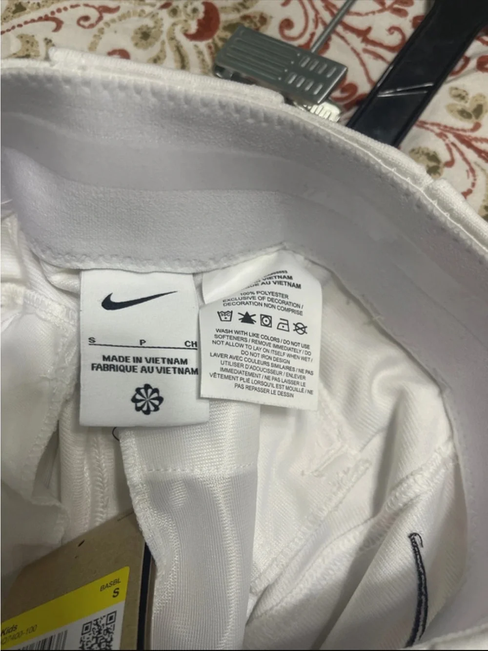 Nike White Youth Baseball Pants with Black Swoosh